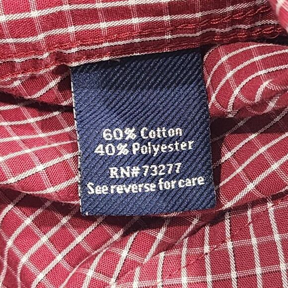 Men's Large 36/37 Croft&barrow Red White Checkered Button Up Long Sleeve Shirt - Picture 12 of 12